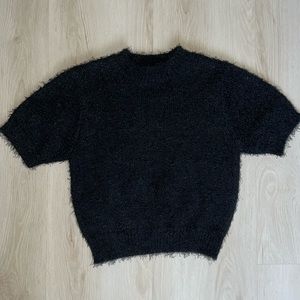 Black wool crop top